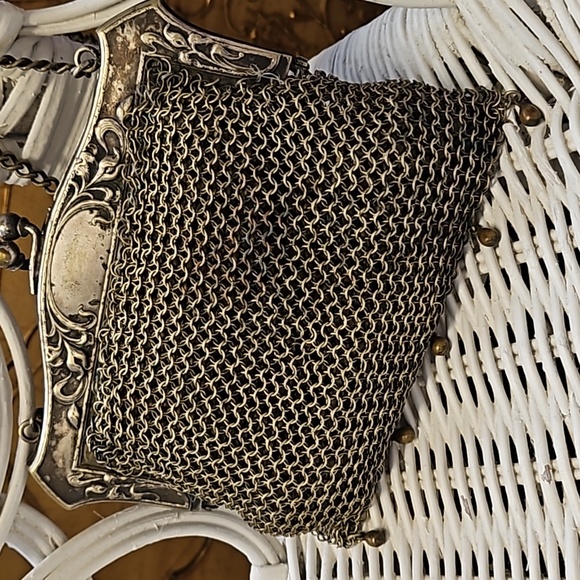 Antique 1900 Early metal mesh, Victorian, velvet embroidery, Art Deco - Picture 2 of 9